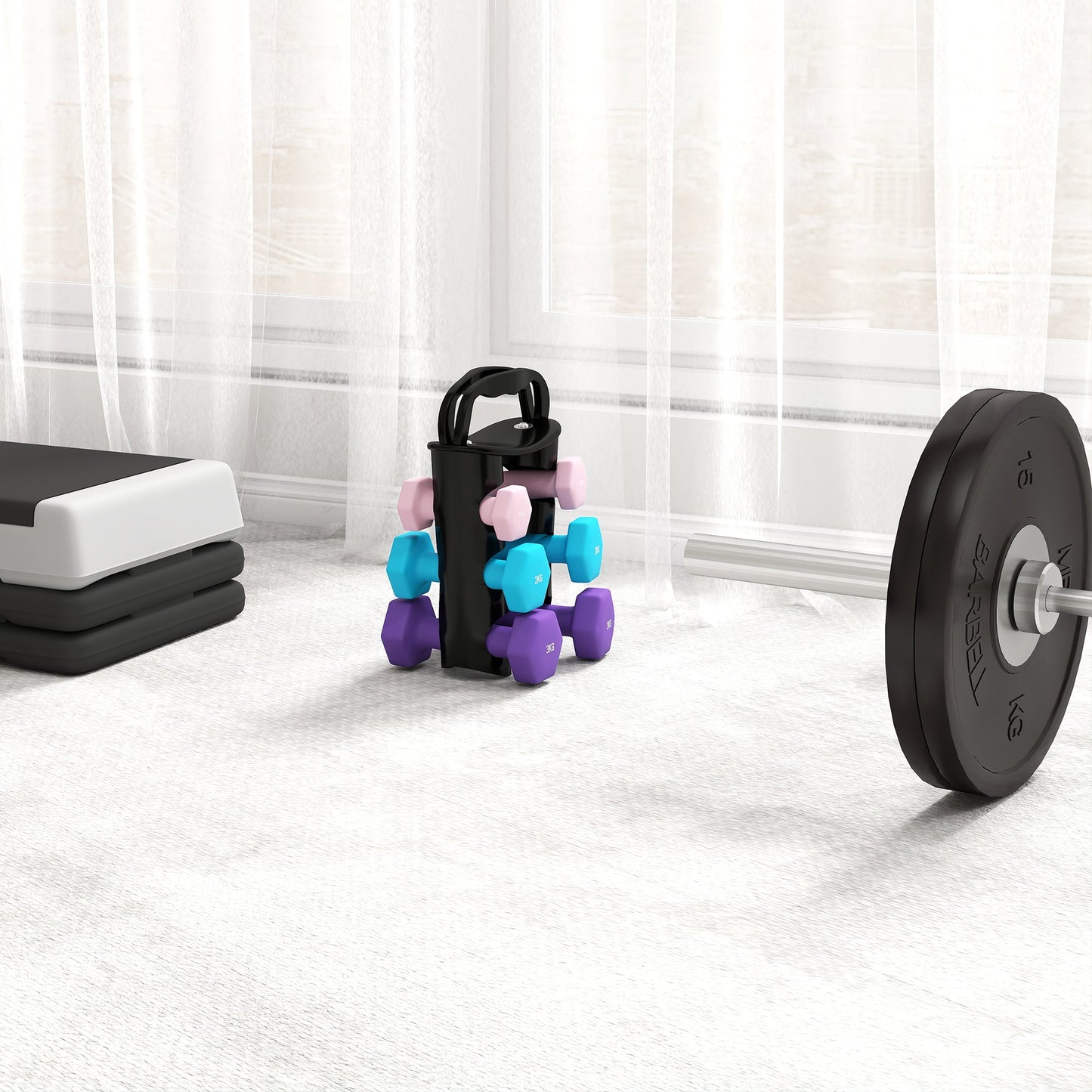 SPORTNOW Dumbbells Set with Storage Rack, 2 x 1kg, 2 x 2kg, 2 x 3kg, Pink