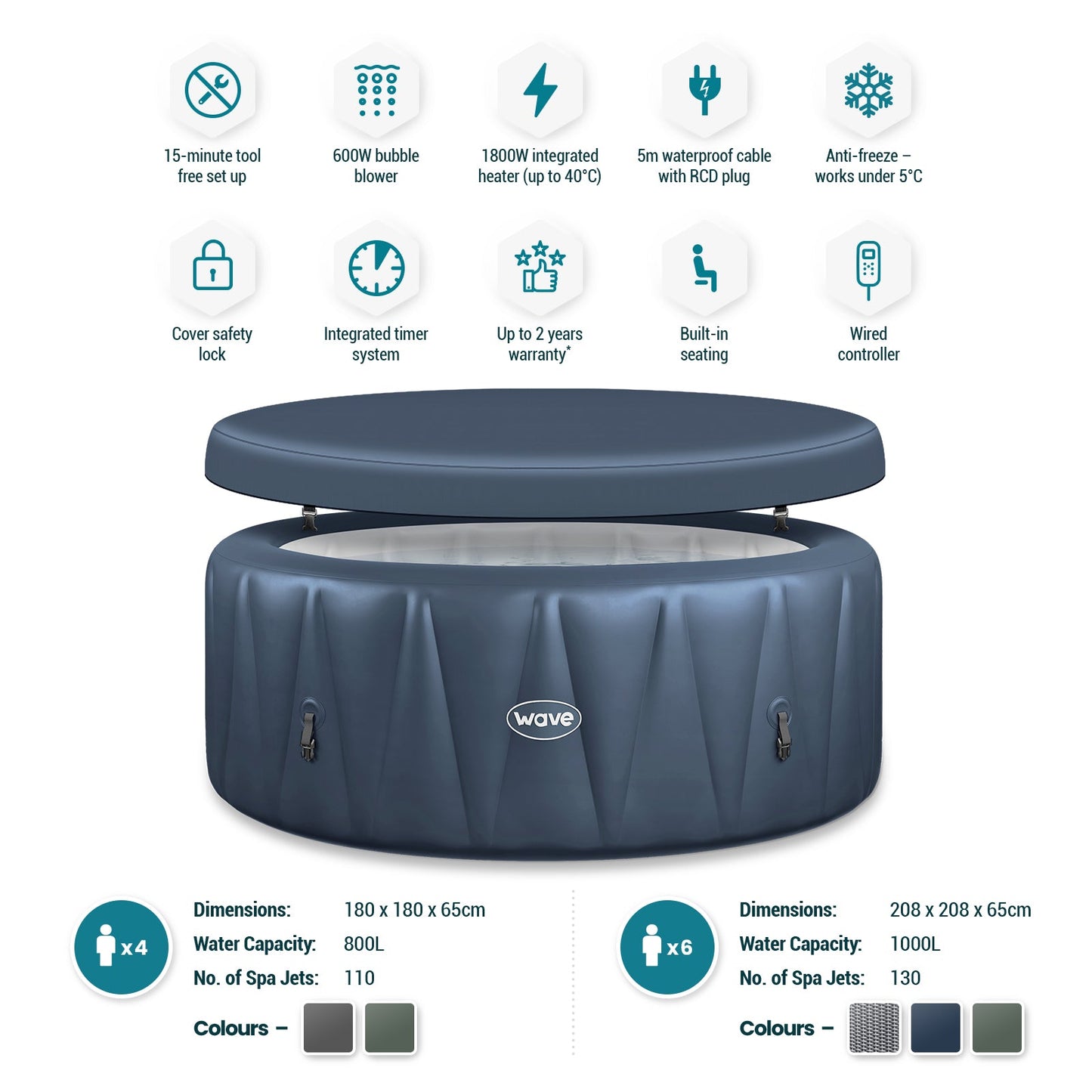 WaveSpa Atlantic Inflatable Hot Tub with Integrated Heater