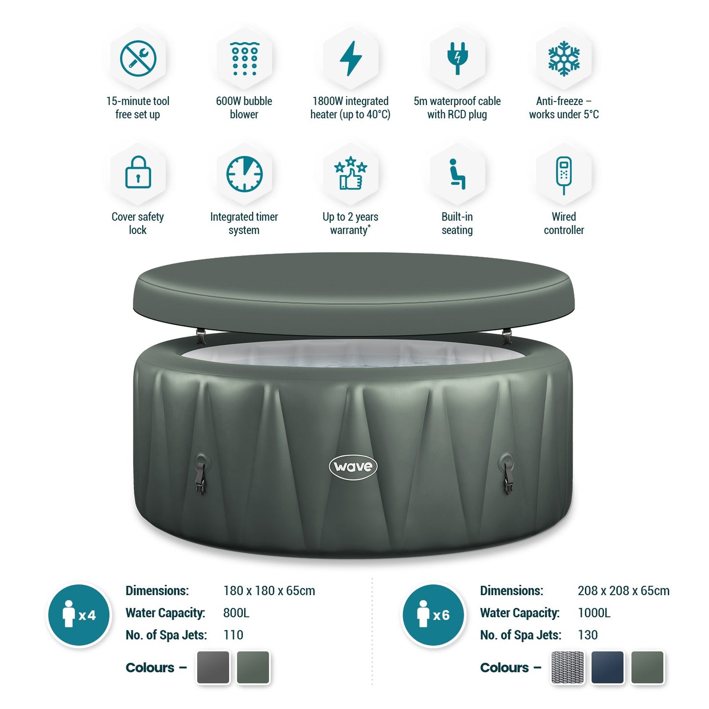 WaveSpa Atlantic Inflatable Hot Tub with Integrated Heater