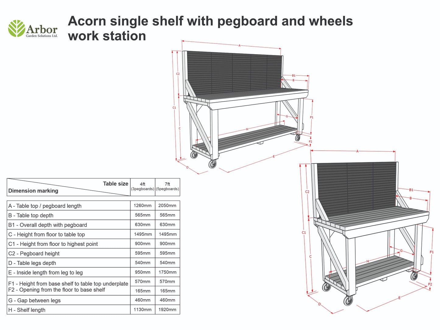 Wooden Kiln-dry Workbench With Peg Board