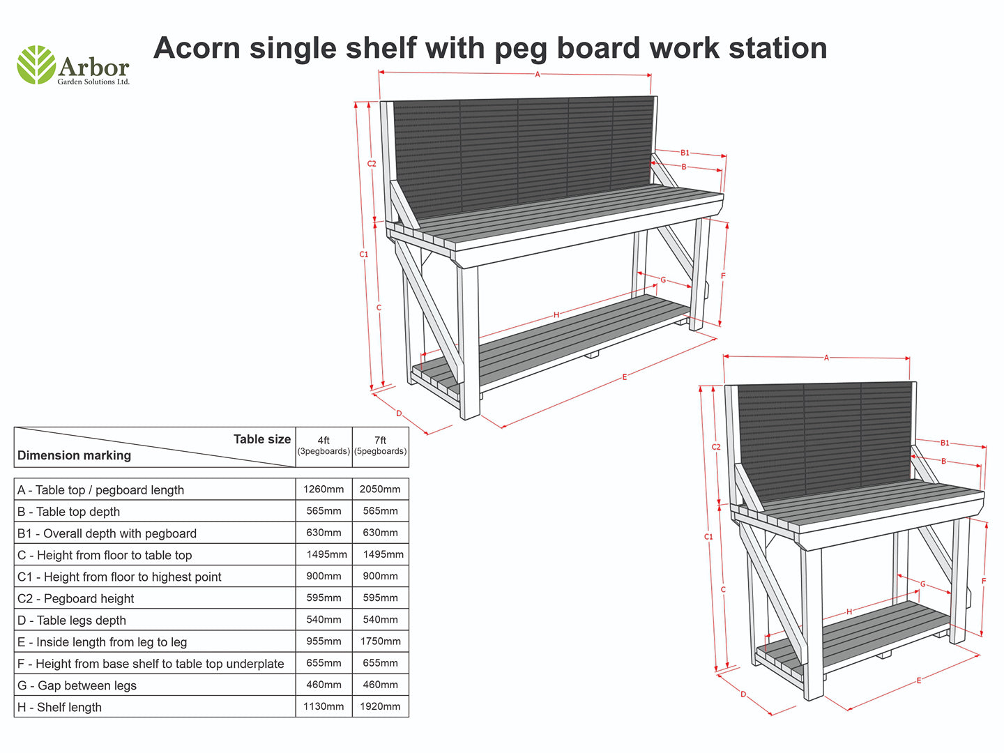Wooden Kiln-dry Workbench With Peg Board