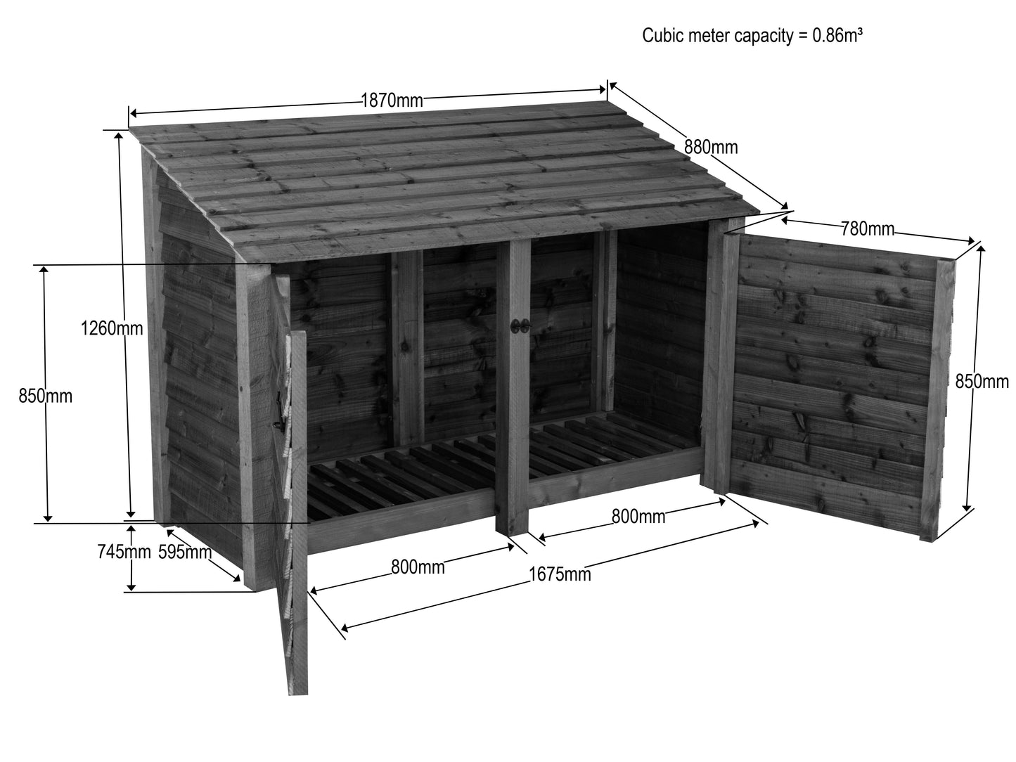 Wooden Garden Tool Storage W-187cm, H-126cm or 180cm, D-88cm