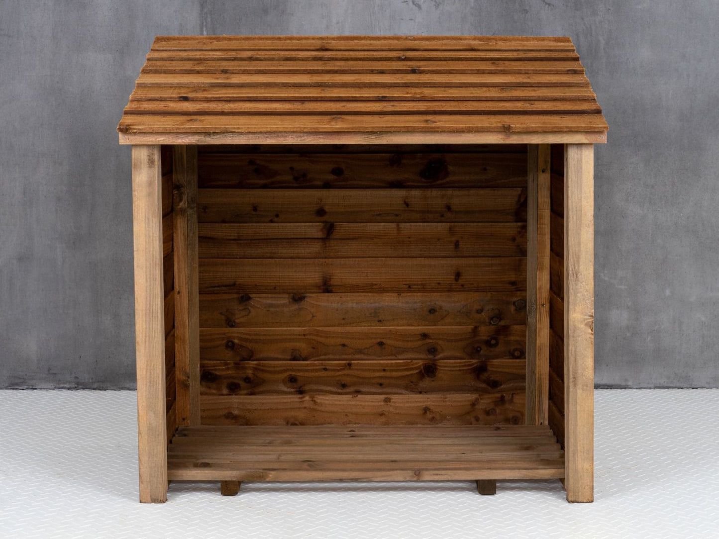 Wooden Log Store (W-119cm, H-118cm, D-71cm) - Brown Finish