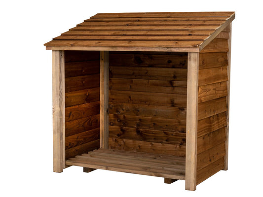 Wooden Log Store (W-119cm, H-118cm, D-71cm) - Brown Finish