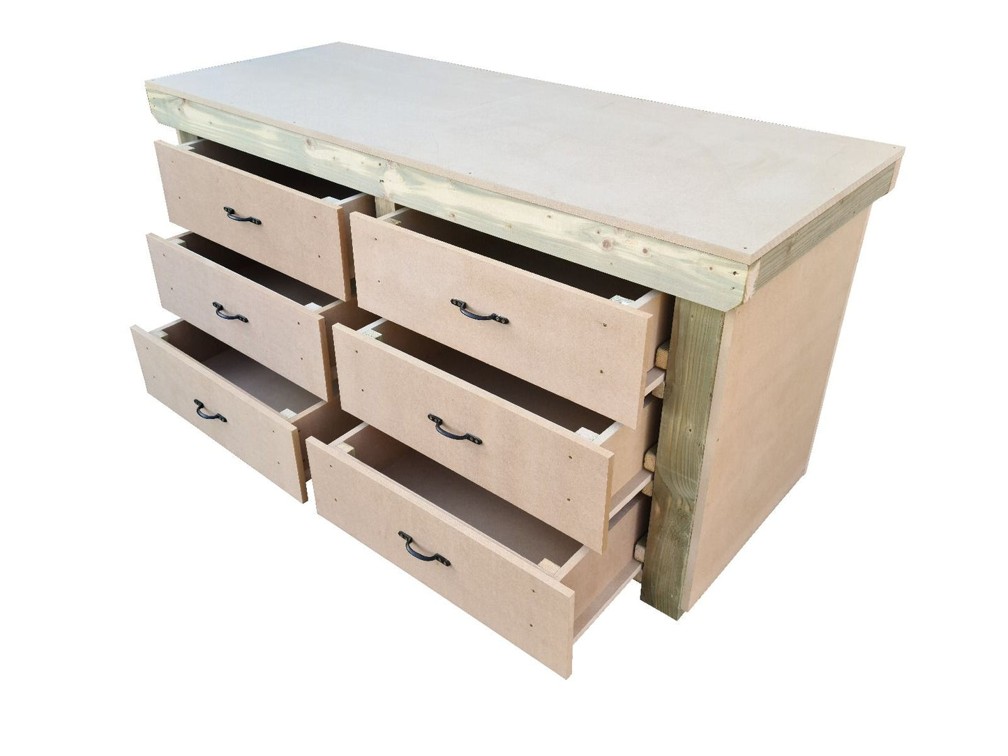 Wooden Mdf Top Workbench, Tool Cabinet (V.2) With Drawers