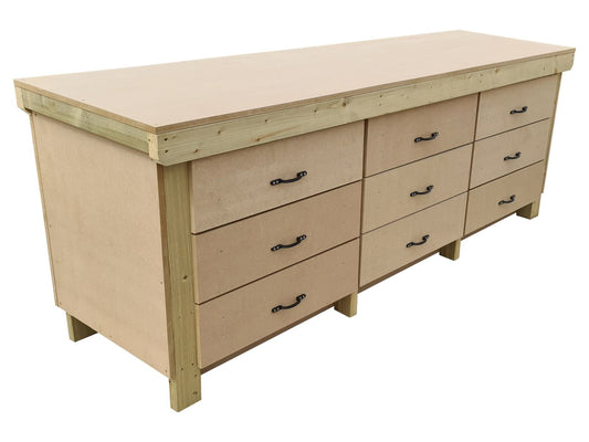 Wooden Mdf Top Workbench, Tool Cabinet (V.2) With Drawers