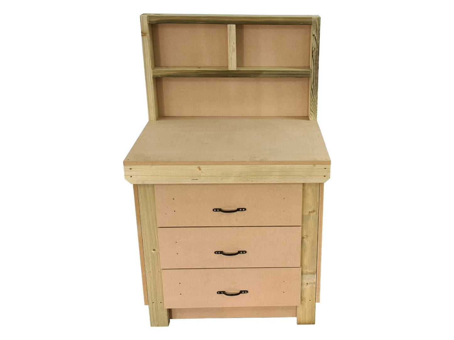 Wooden Mdf Top Workbench, Tool Cabinet (V.2) With Drawers With Back