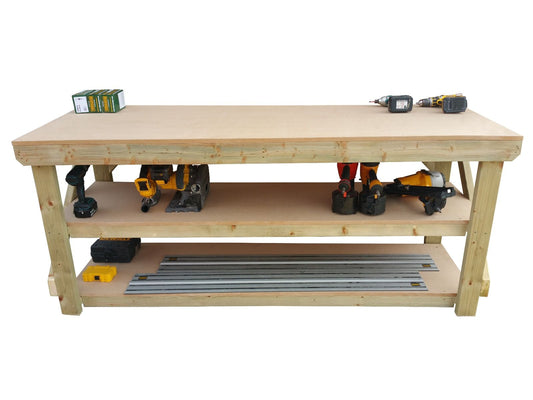 Wooden MDF top Workbench with double shelf