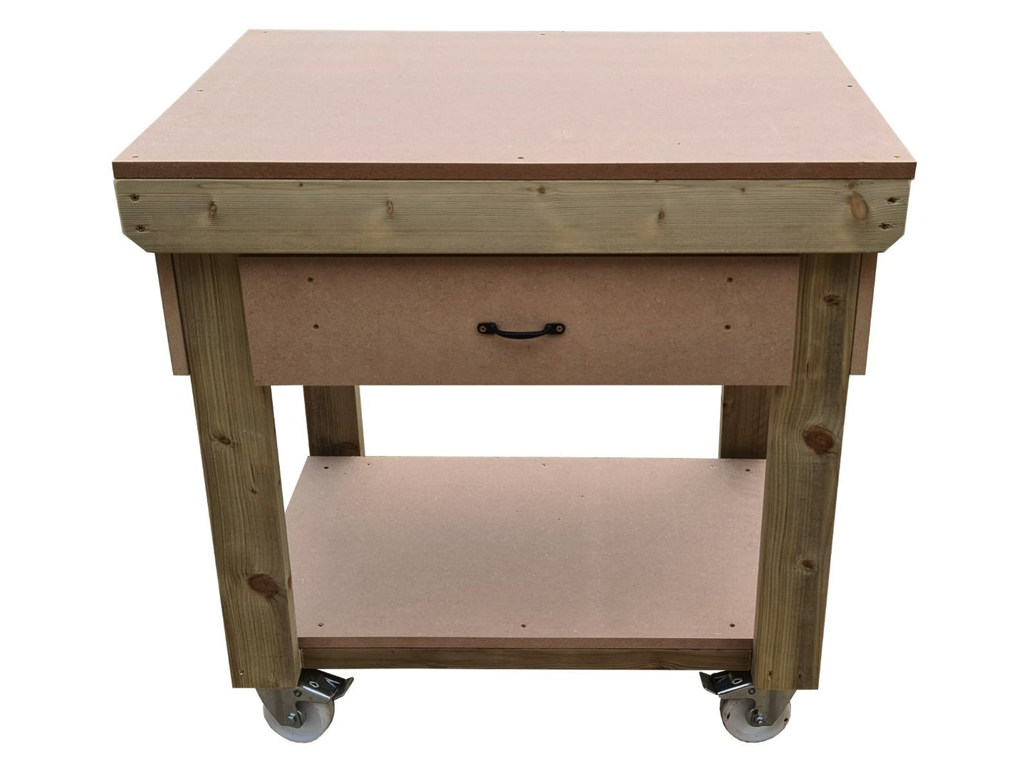 Wooden MDF workbench, tool cabinet with drawer (V.1) with wheels