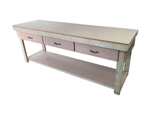 Wooden MDF top workbench, tool cabinet with drawers (V.1)