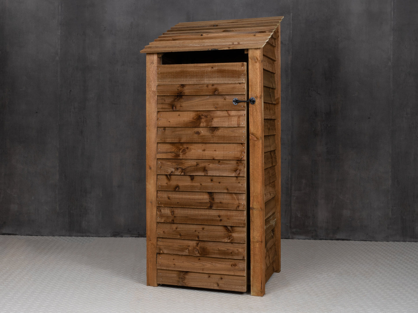 Wooden Log Store with Door and Shelf W-79cm, H-126cm or 180cm, D-88cm - Brown Finish