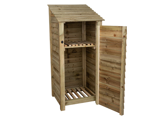 Wooden Log Store with Door and Shelf W-79cm, H-126cm or 180cm, D-88cm
