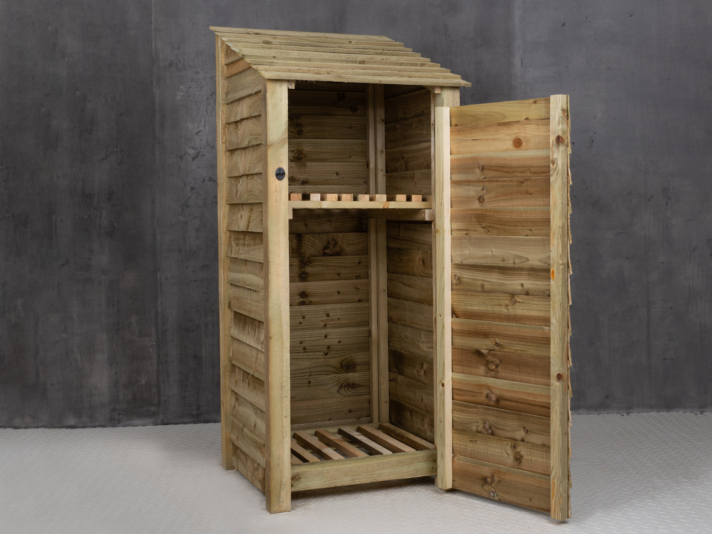 Wooden Log Store with Door and Shelf W-79cm, H-126cm or 180cm, D-88cm