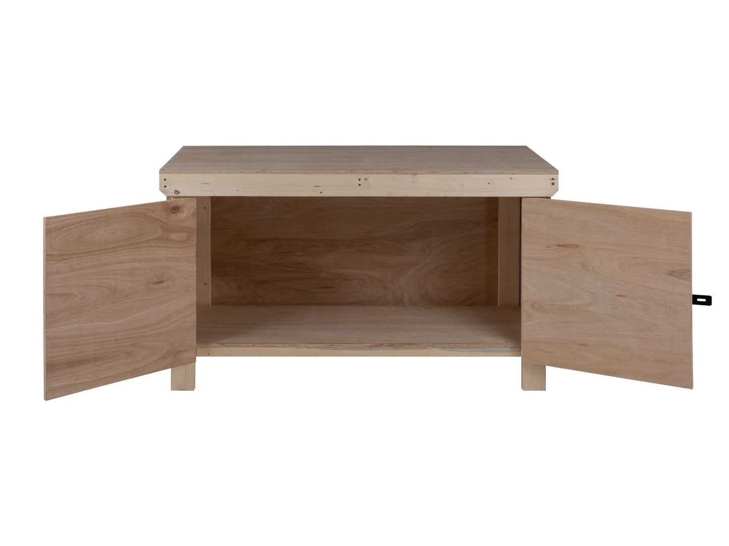 Wooden Eucalyptus hardwood top workbench with lockable cupboard (V.9)