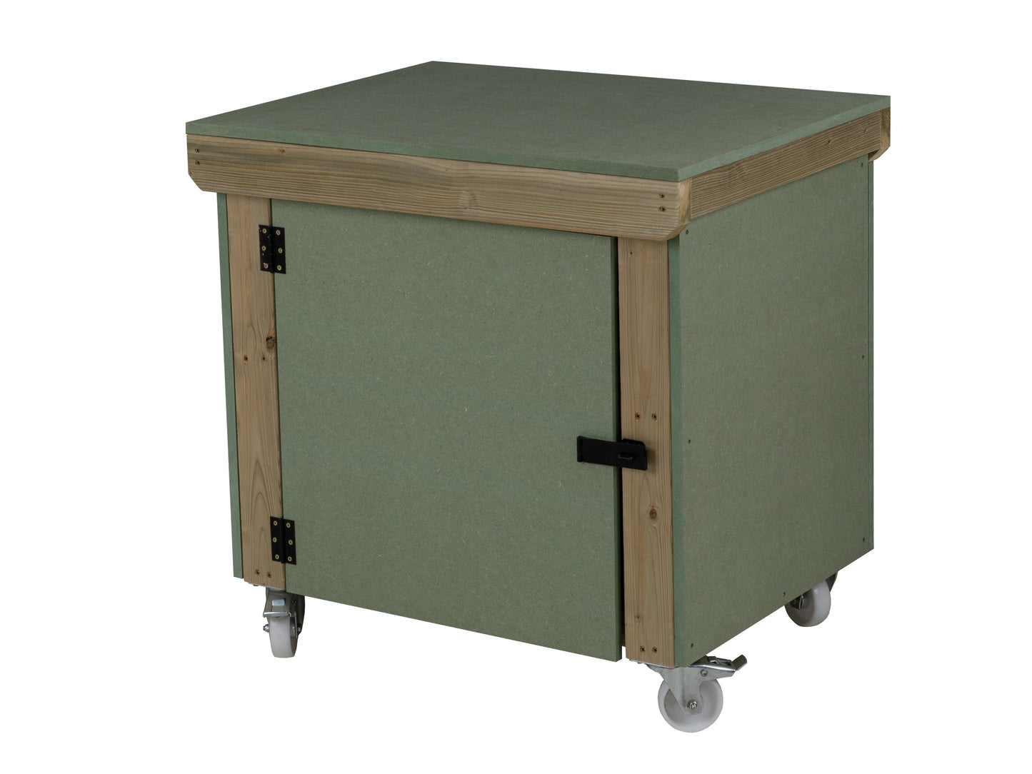 Wooden UniMDF Moisture Resistant Workbench With Lockable Cupboard (V.9) With Wheels