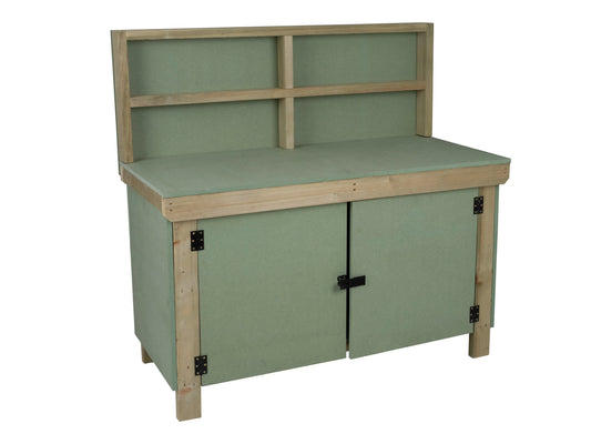 Wooden UniMDF Moisture Resistant Workbench With Lockable Cupboard (V.9) With Back panel