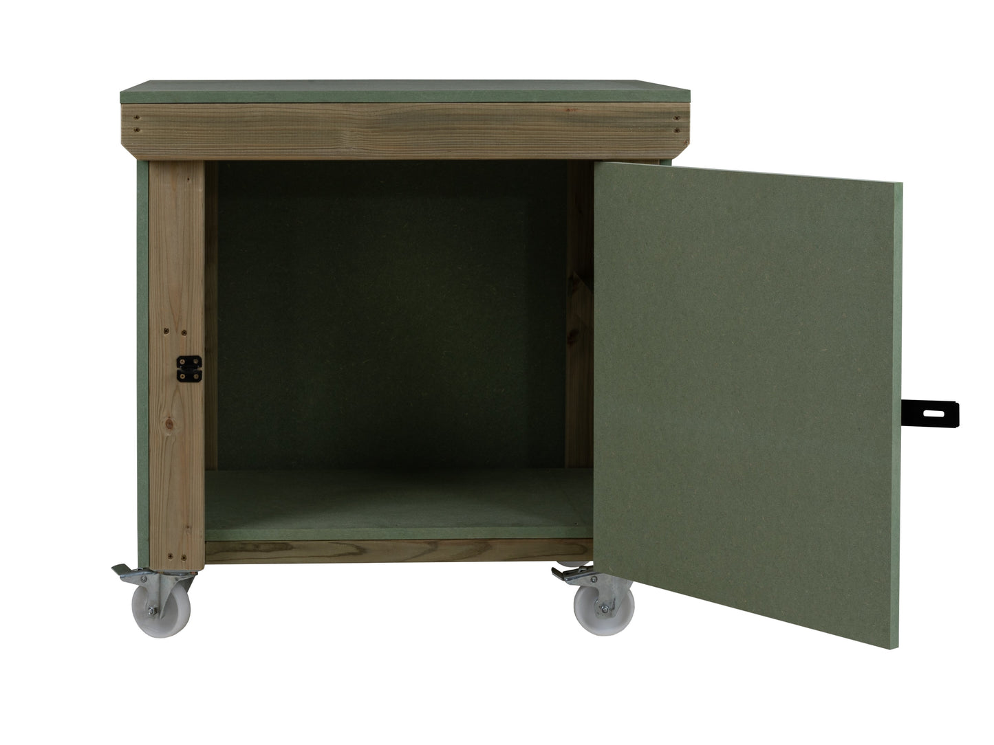 Wooden UniMDF Moisture Resistant Workbench With Lockable Cupboard (V.9) With Wheels