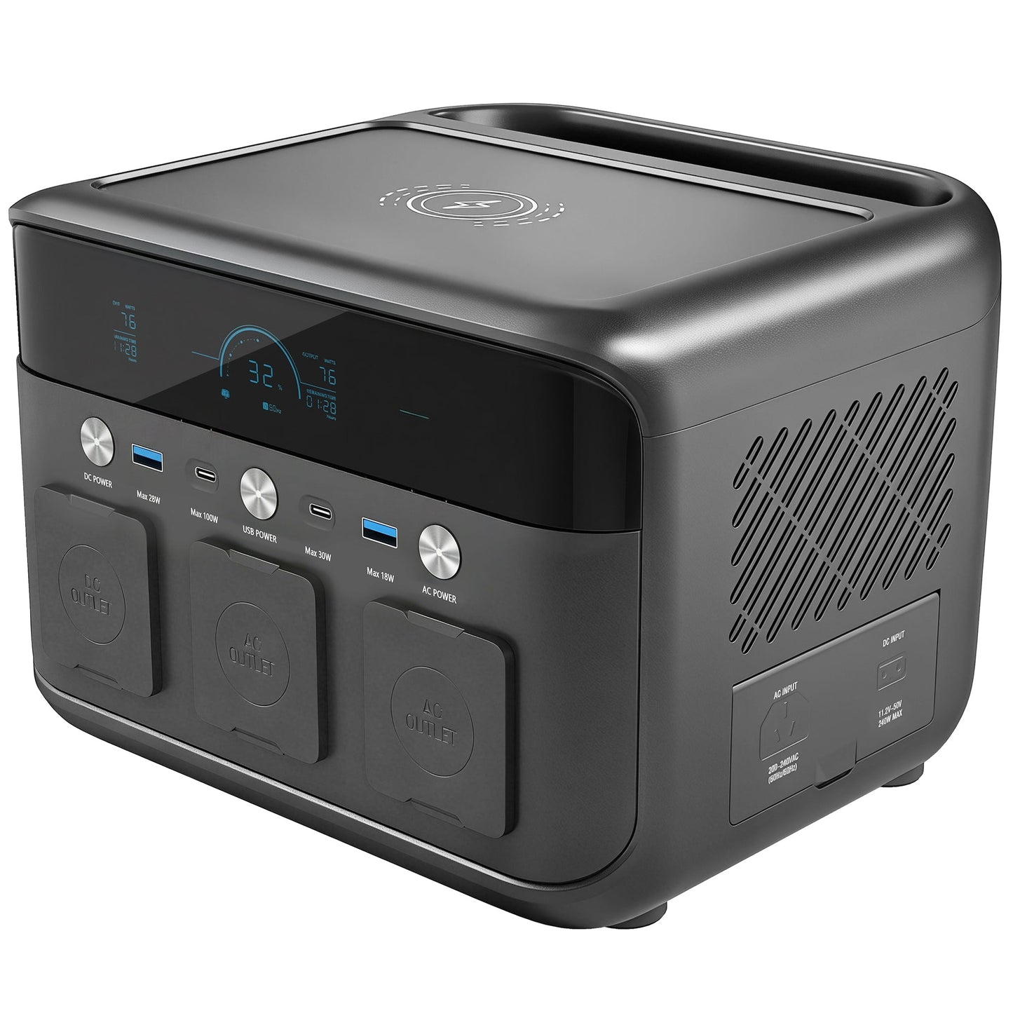 HOMCOM Portable Power Station with LiFePO4 Battery, 1.5H Fast Charge, Camping Power Pack with 600W AC/USB-A & USB-C Output