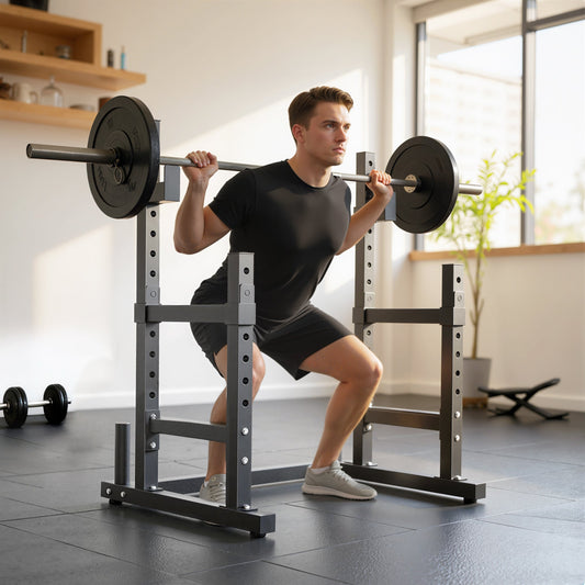 SPORTNOW Adjustable Squat Rack with Plate Holders, 300 kg Load