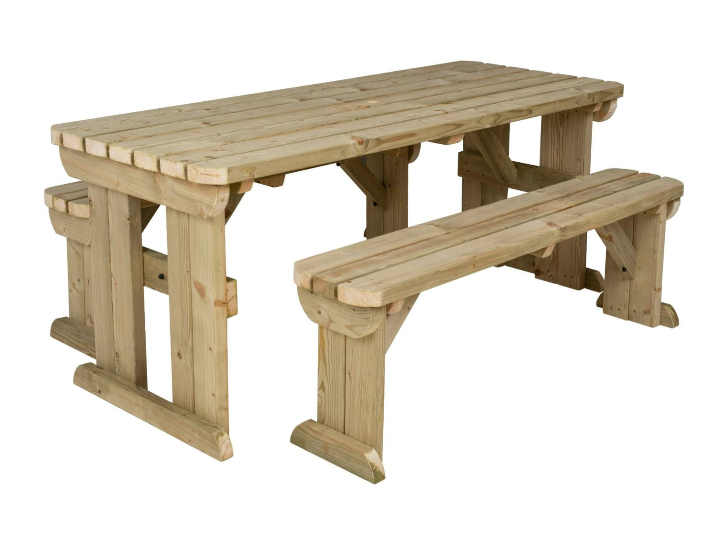 Yews Rounded Space Saving Picnic Table and Benches Set