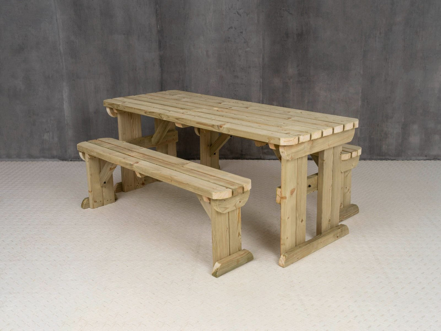Yews Rounded Space Saving Picnic Table and Benches Set