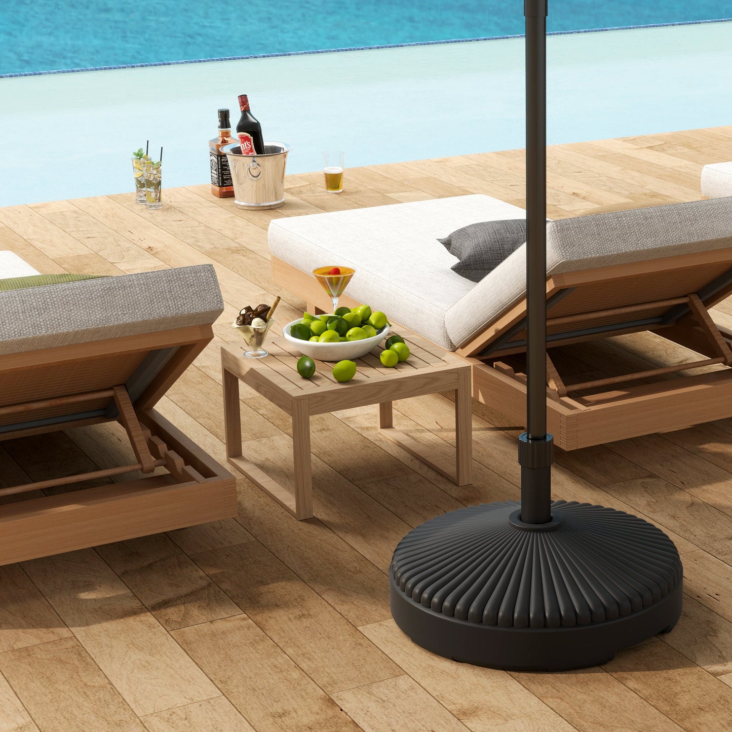 Outsunny Garden Parasol Base Holder, 28kg Sand Filled, 23kg Water Filled, Sun Umbrella Base, Φ55 x 30H cm Black