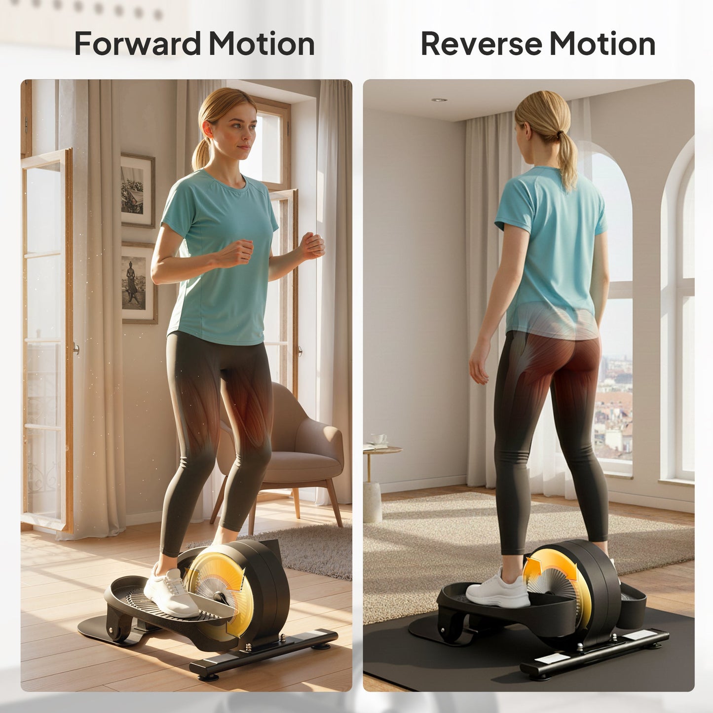 SPORTNOW Under Desk Elliptical Machine with LCD Monitor, 8 Adjustable Magnetic Resistances for 2-in-1 Seat & Stand Up Exercise