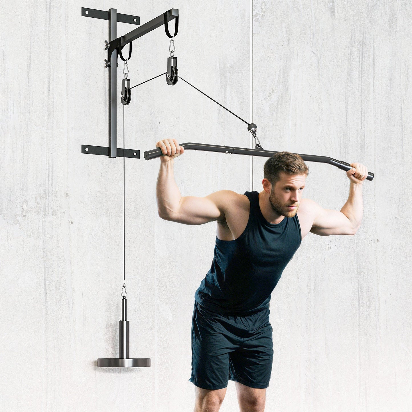 SPORTNOW Weight Pulley System, Cable Pulley System for Home Gym, Cable Machine LAT Pull Down Attachment for Biceps Curl, Tricep, Arm Workouts
