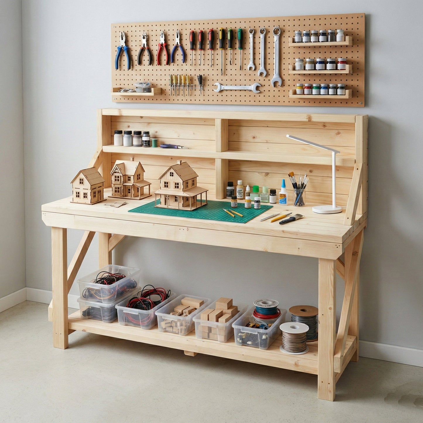 Acorn Wooden Workbench With Back Panel