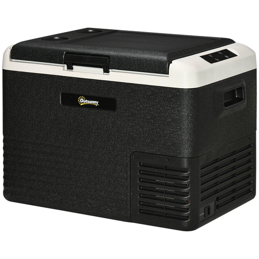 Outsunny 40L Car Refrigerator, Portable Compressor Car Fridge Freezer, Electric Cooler Box with 12/24V DC and 110-240V AC for Camping, Driving, Picnic, Down to -20\'e2\'84\'83