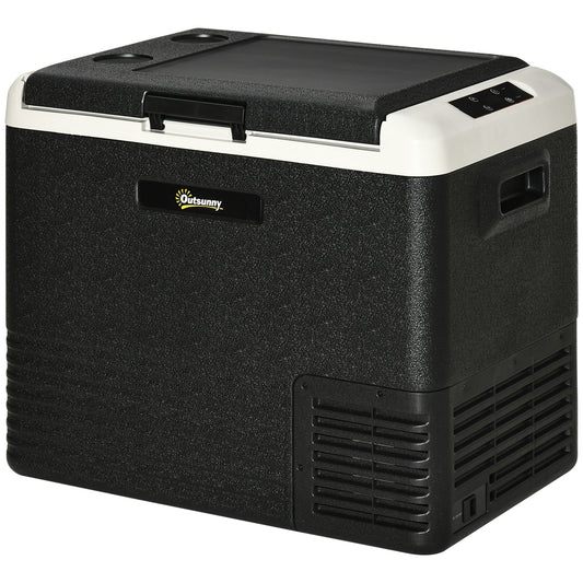 Outsunny 50L Car Refrigerator, Portable Compressor Car Fridge Freezer, Electric Cooler Box with 12/24V DC and 110-240V AC for Camping, Driving, Picnic, Down to -20\'e2\'84\'83