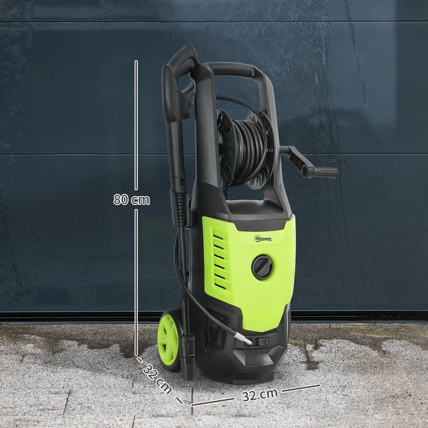 Outsunny 2200W High Pressure Washer, 170 Bar Pressure, 420 L/h Flow, Portable Electric Power Washer Jet Wash Cleaner with Adjustable Nozzle 6M Hose and Hose Reel for Home Patio Car Driveway
