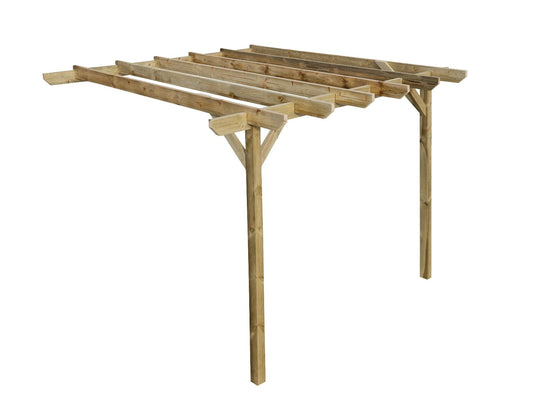 Wall Mounted Wooden Pergola Kit - Chamfered Design