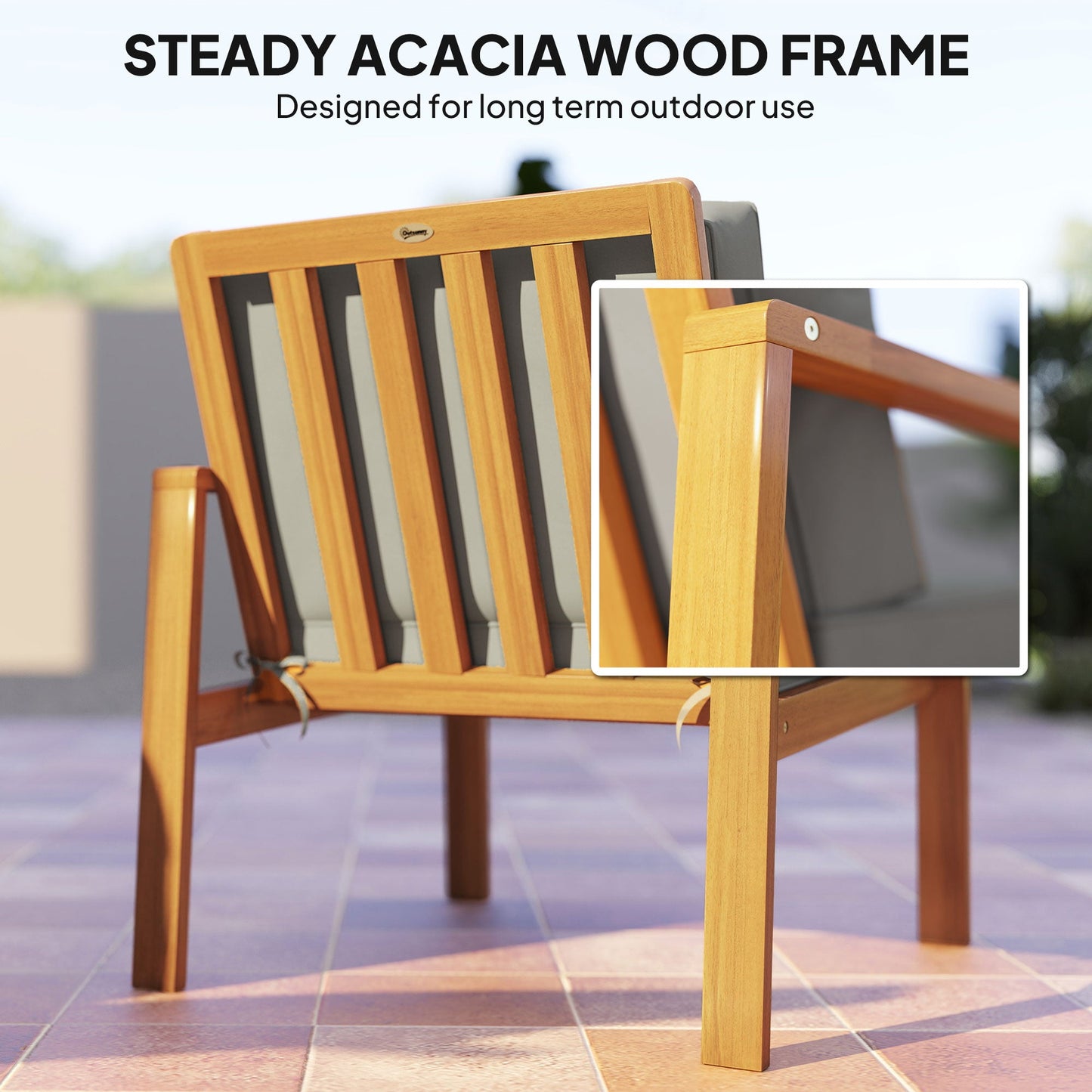 Outsunny 4-Piece Wooden Garden Furniture Set with Cushions - Teak
