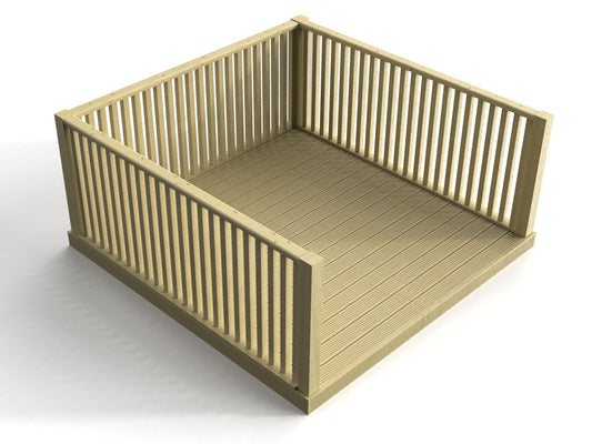 Decking Kit With Three Side Balustrade