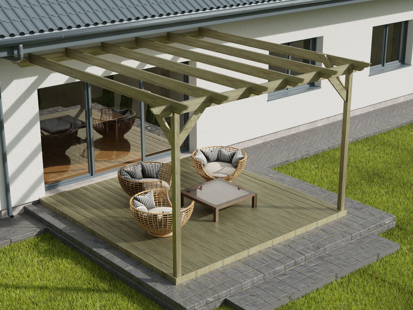 Wall Mounted Pergola and Decking Kit Disnasty Design