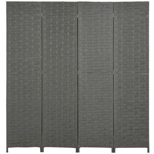 HOMCOM 4-Panel Room Dividers, Wave Fibre Freestanding Folding Privacy Screen Panels, Partition Wall Divider for Indoor Bedroom Office, 170\'c2\'a0cm, Grey