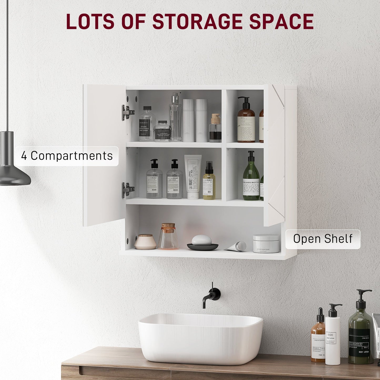 kleankin Wall Mounted Bathroom Storage Cupboard - White