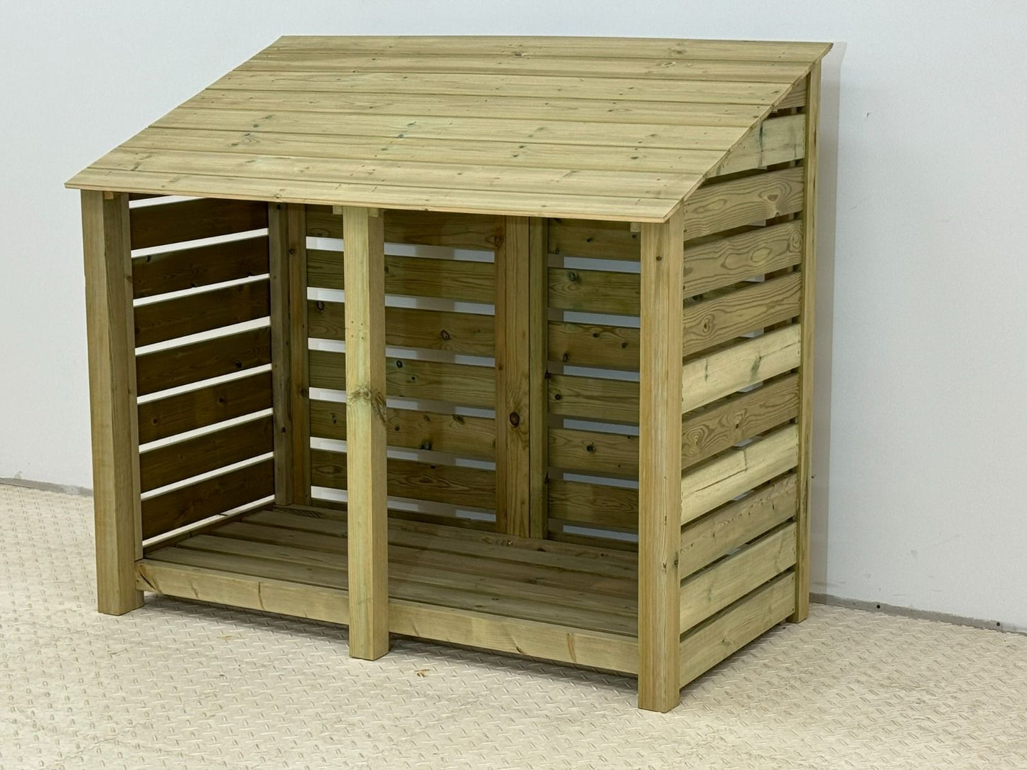Premium Slatted Wooden Log Store W-146cm, H-126cm or 180cm, D-88cm
