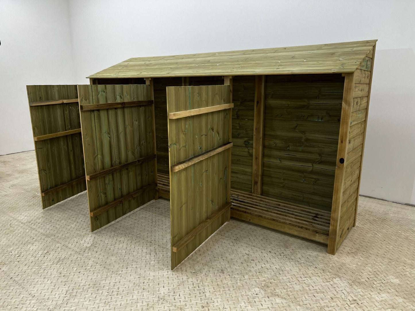 Wooden Premium Tongue/Groove Log Store with Doors W-335cm, H-126cm or 180cm, D-88cm