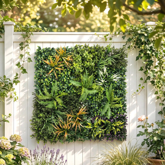 Outsunny Grass Wall Panels, 100 x 100 cm Artificial Grass Wall Decor with Tie Connectors, Greenery Backdrop Panels, Green