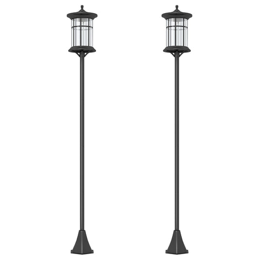 Outsunny Set of Two 1.8m Traditional Style Solar Lamp Posts - Black