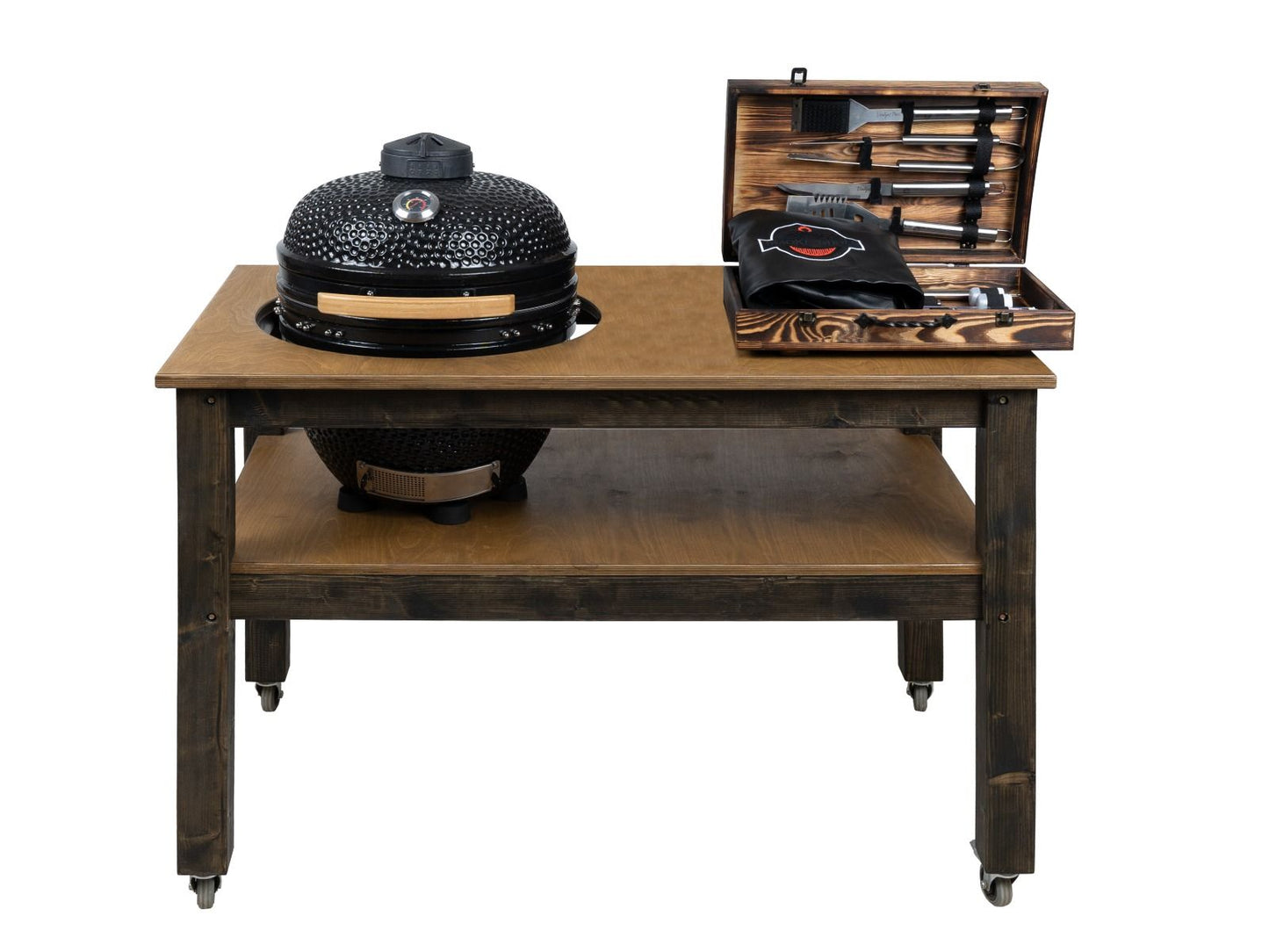 BBQ Space Outdoor Kitchen Islands, for Kamado Joe (Big Joe 3) Ceramic smoker (1.6m Length, with wheels)