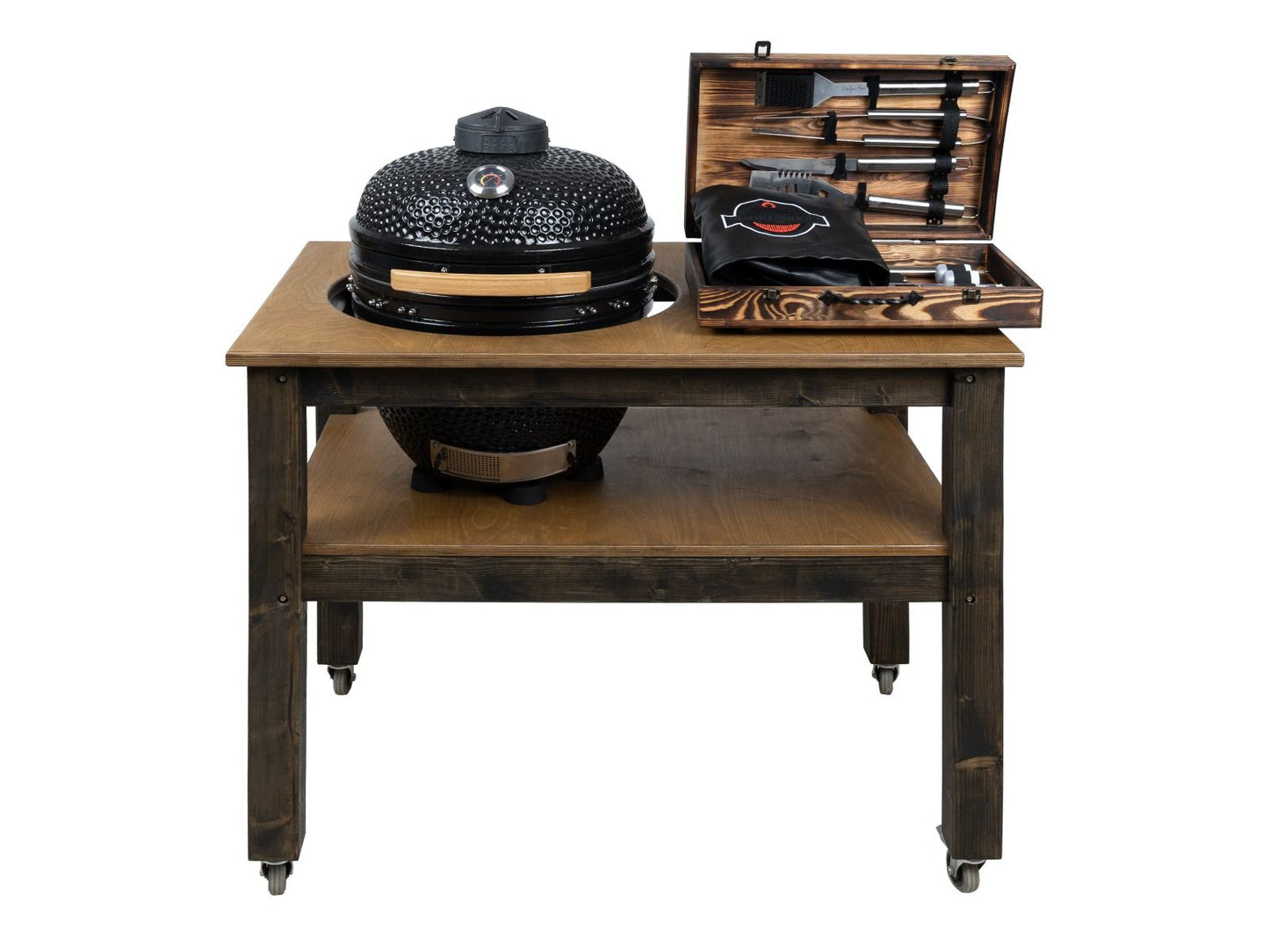 BBQ Space Outdoor Kitchen Islands, for Kamado Joe (Junior) Ceramic smoker (1.2m Length, with wheels)