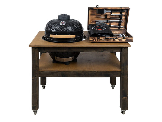 BBQ Space Outdoor Kitchen Islands, for Kamado Egg (XLarge) Ceramic smoker (1.2m Length, with wheels)