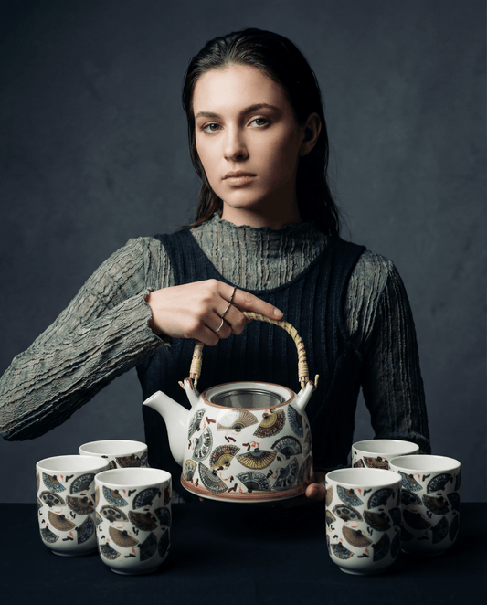 Large Herbal Teapot - China Fan Design