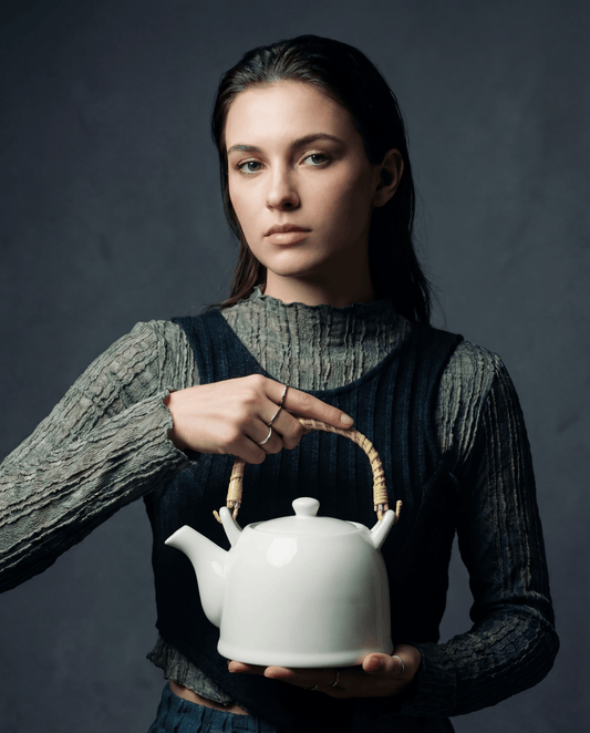 Large Herbal Teapot - Classic White Design