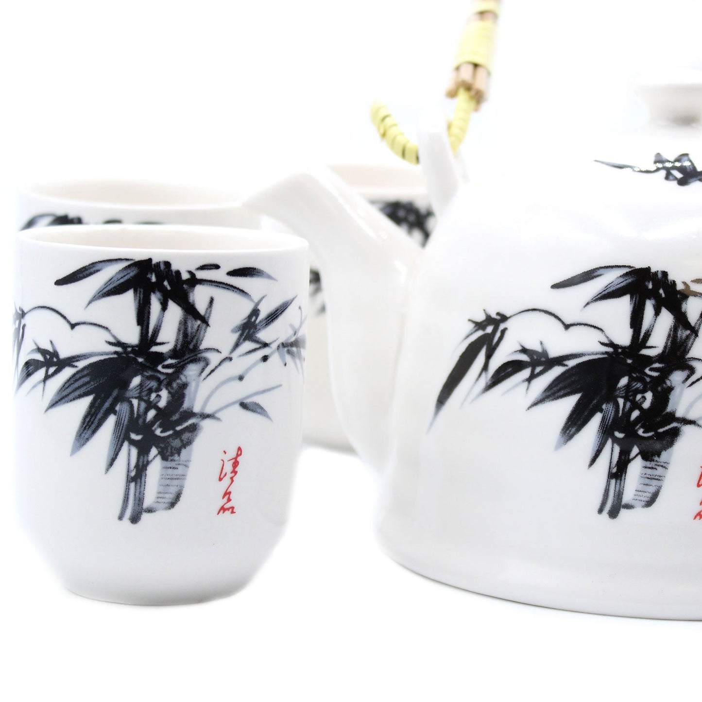 Large Herbal Teapot - White Stone Oriental Design