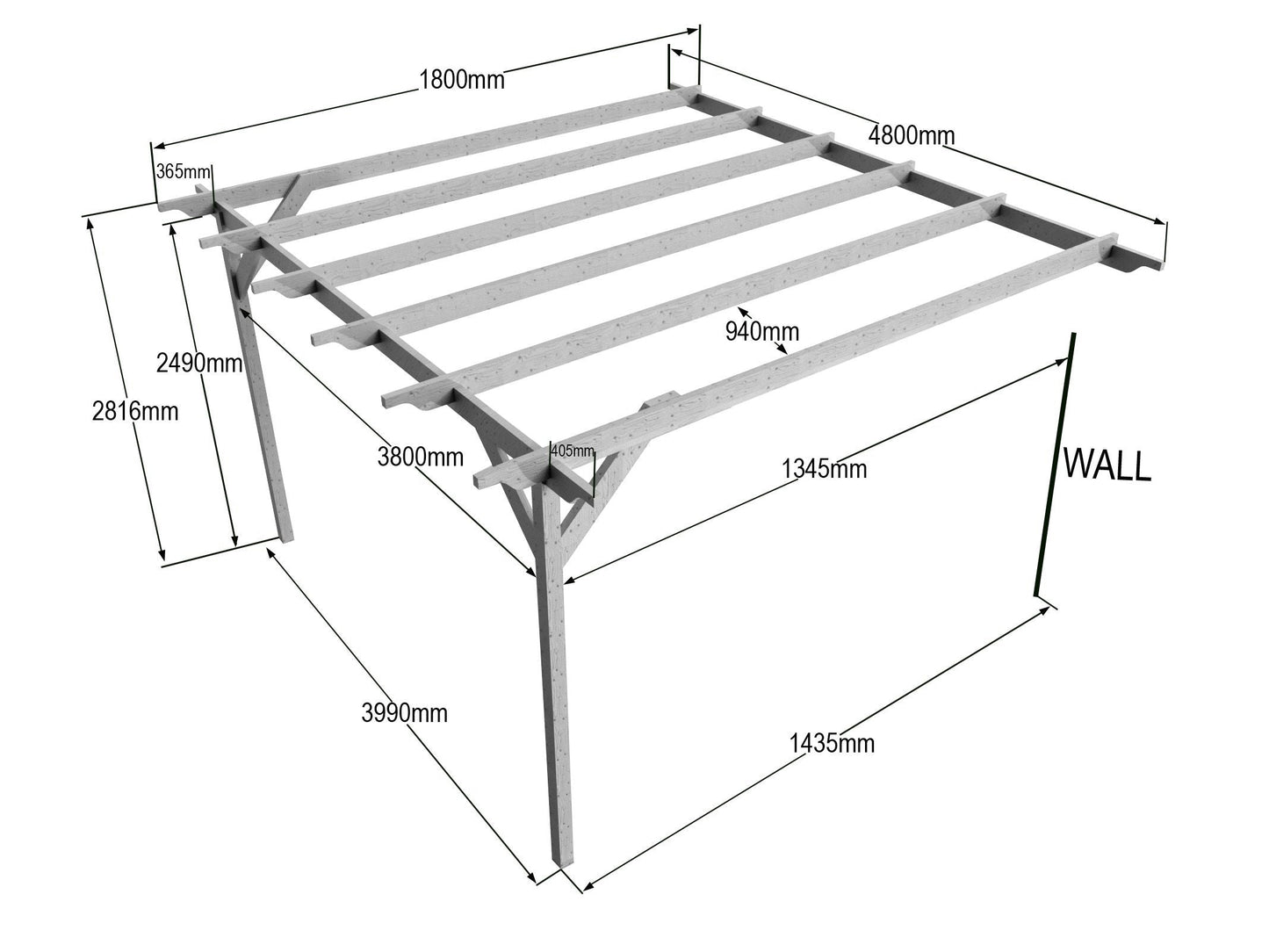 Wall Mounted Wooden Pergola Kit - Dinasty Design