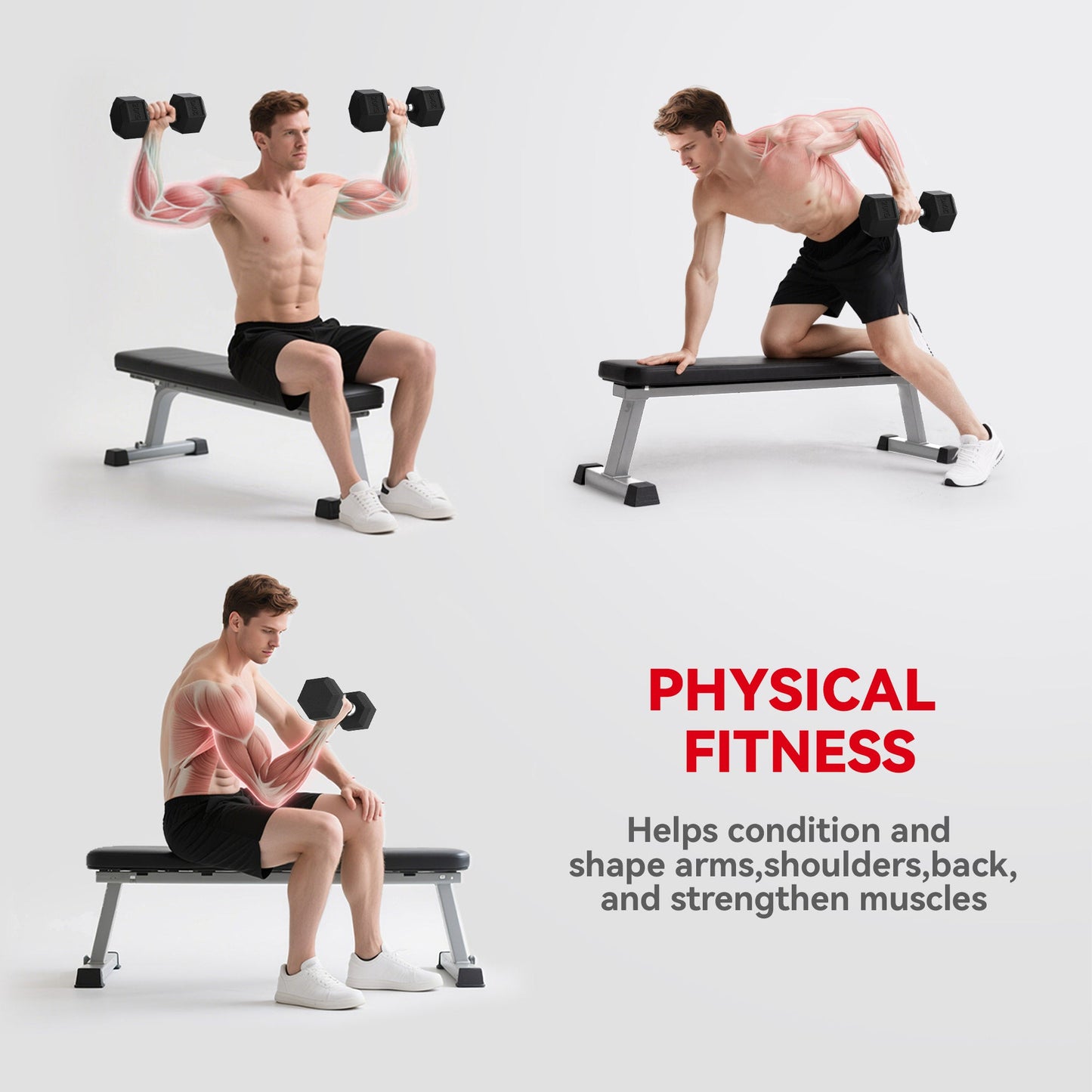 HOMCOM 2x20KG Rubber Hex Dumbbell Portable Hand Weights Dumbbell Home Gym